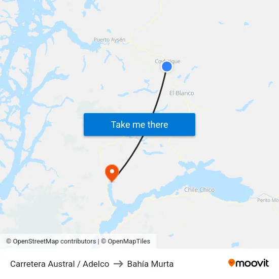 Carretera Austral / Adelco to Bahía Murta map