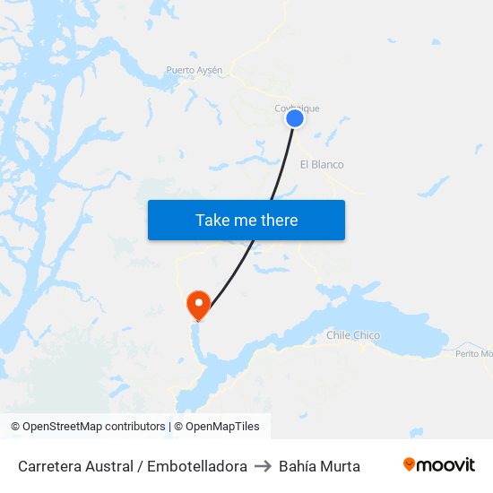 Carretera Austral / Embotelladora to Bahía Murta map