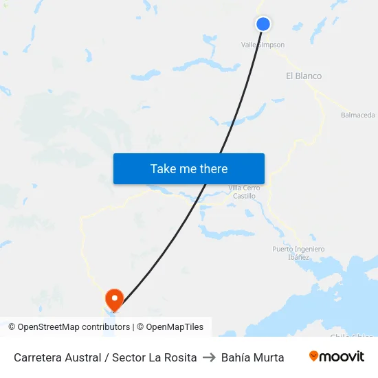 Carretera Austral / Sector La Rosita to Bahía Murta map
