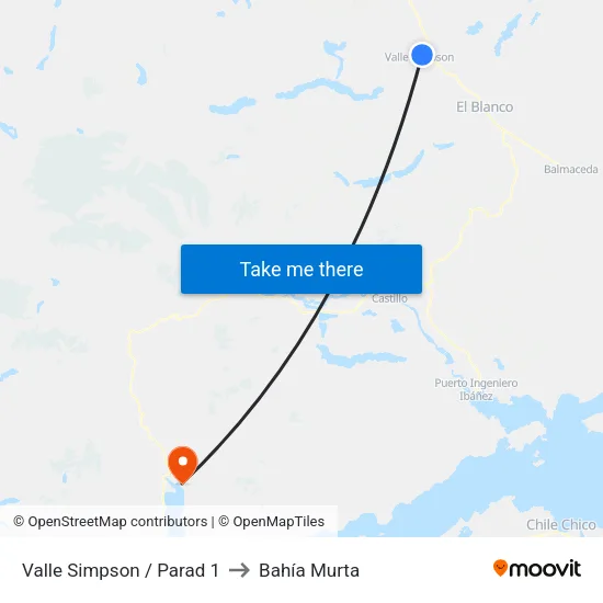 Valle Simpson /  Parad 1 to Bahía Murta map