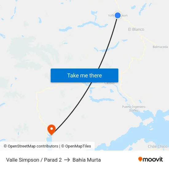 Valle Simpson /  Parad 2 to Bahía Murta map