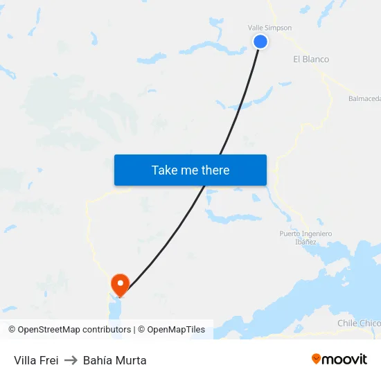 Villa Frei to Bahía Murta map