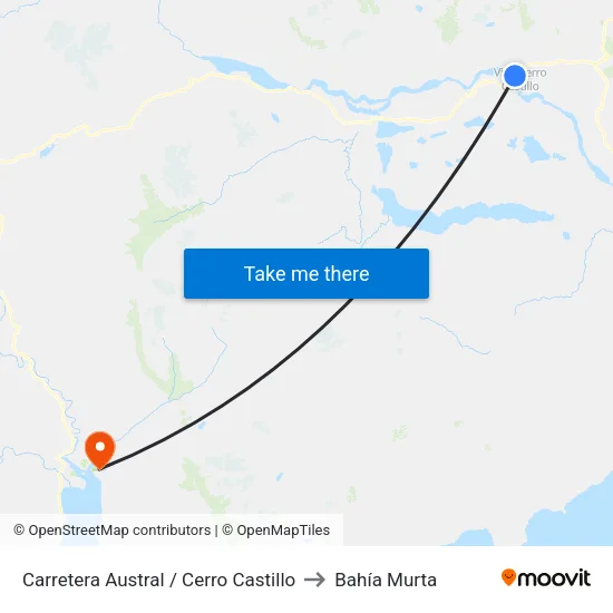 Carretera Austral / Cerro Castillo to Bahía Murta map