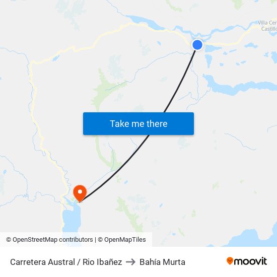 Carretera Austral / Rio Ibañez to Bahía Murta map