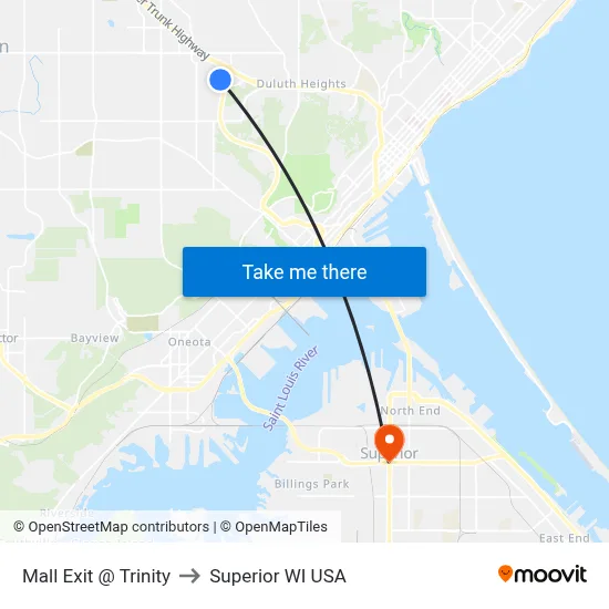Mall Exit @ Trinity to Superior WI USA map