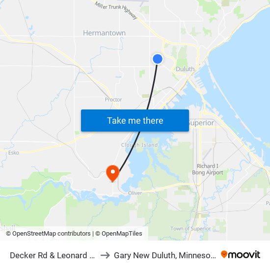 Decker Rd & Leonard St to Gary New Duluth, Minnesota map
