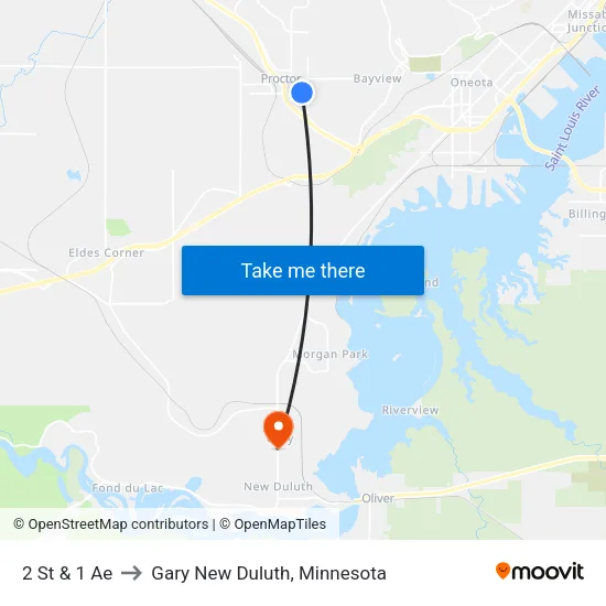 2 St & 1 Ae to Gary New Duluth, Minnesota map