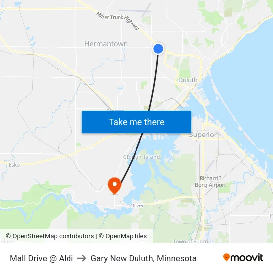 Mall Drive @ Aldi to Gary New Duluth, Minnesota map