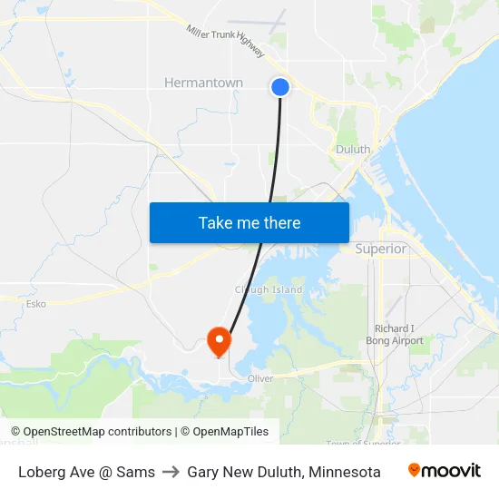 Loberg Ave @ Sams to Gary New Duluth, Minnesota map