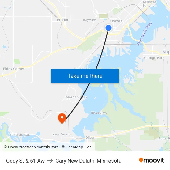 Cody St & 61 Aw to Gary New Duluth, Minnesota map