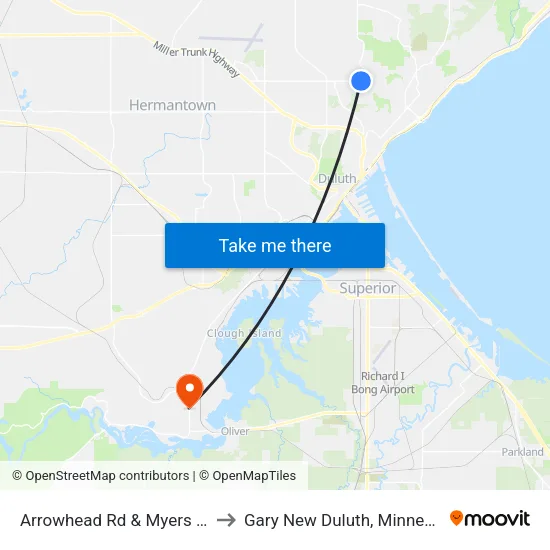 Arrowhead Rd & Myers Ave to Gary New Duluth, Minnesota map