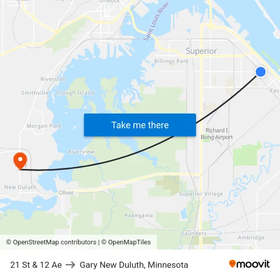 21 St & 12 Ae to Gary New Duluth, Minnesota map
