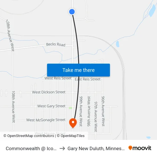 Commonwealth @ Iconix to Gary New Duluth, Minnesota map