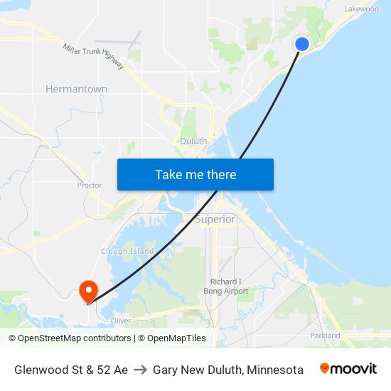 Glenwood St & 52 Ae to Gary New Duluth, Minnesota map