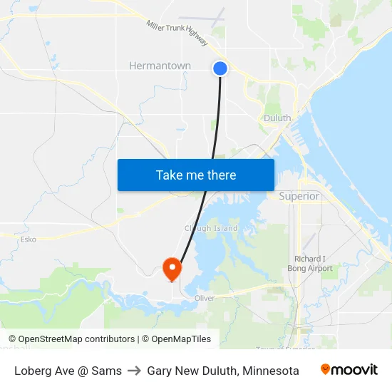 Loberg Ave @ Sams to Gary New Duluth, Minnesota map