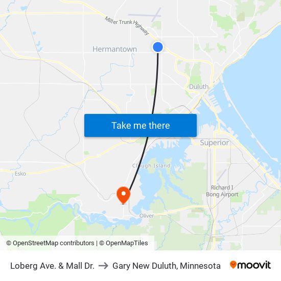 Loberg Ave. & Mall Dr. to Gary New Duluth, Minnesota map