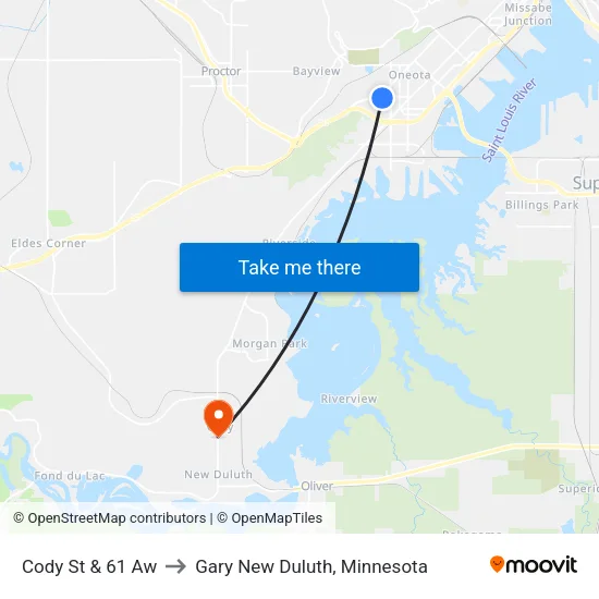 Cody St & 61 Aw to Gary New Duluth, Minnesota map