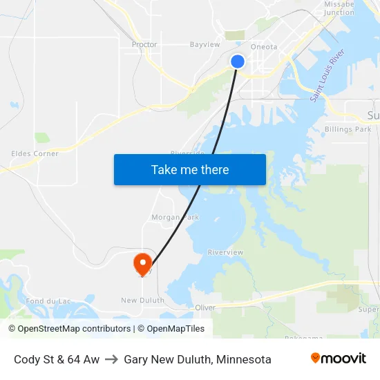 Cody St & 64 Aw to Gary New Duluth, Minnesota map