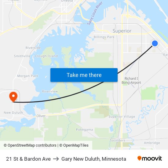 21 St & Bardon Ave to Gary New Duluth, Minnesota map