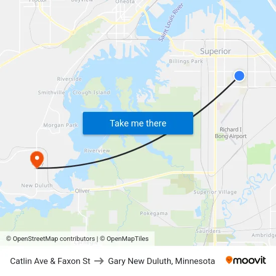 Catlin Ave & Faxon St to Gary New Duluth, Minnesota map