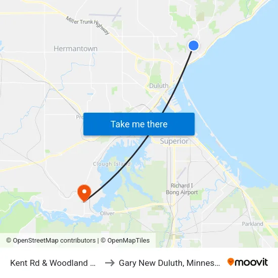 Kent Rd & Woodland Ave to Gary New Duluth, Minnesota map
