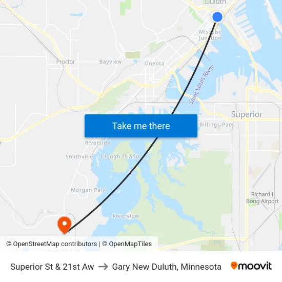 Superior St & 21st Aw to Gary New Duluth, Minnesota map