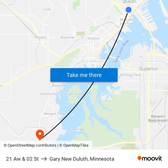 21 Aw & 02 St to Gary New Duluth, Minnesota map