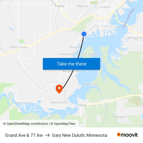 Grand Ave & 77 Aw to Gary New Duluth, Minnesota map