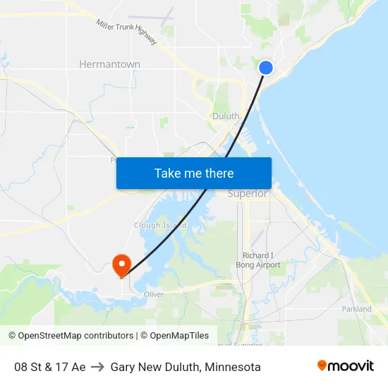 08 St & 17 Ae to Gary New Duluth, Minnesota map