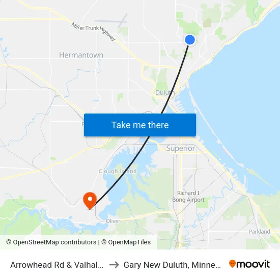 Arrowhead Rd & Valhalla A to Gary New Duluth, Minnesota map