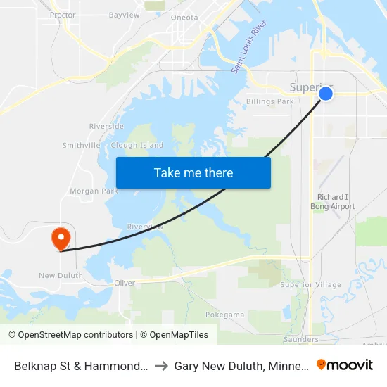 Belknap St & Hammond Ave to Gary New Duluth, Minnesota map