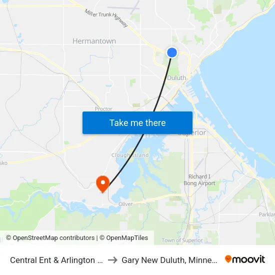 Central Ent & Arlington Ave to Gary New Duluth, Minnesota map