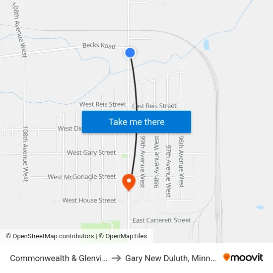 Commonwealth & Glenview C to Gary New Duluth, Minnesota map