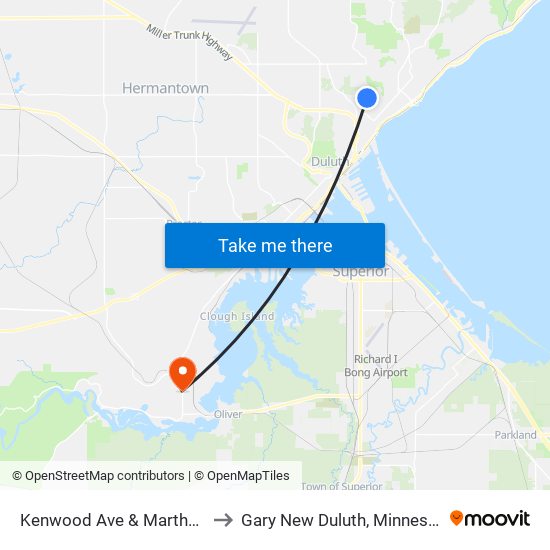 Kenwood Ave & Martha St to Gary New Duluth, Minnesota map