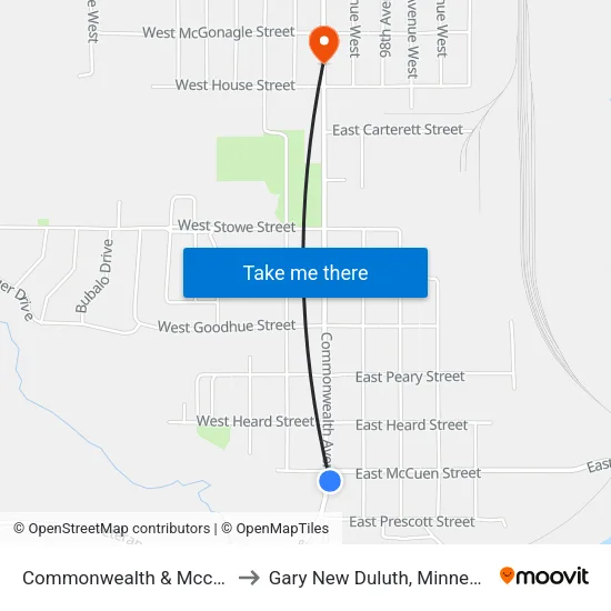 Commonwealth & Mccuen to Gary New Duluth, Minnesota map