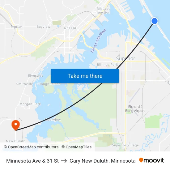 Minnesota Ave & 31 St to Gary New Duluth, Minnesota map