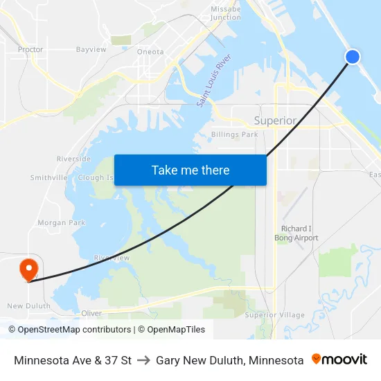 Minnesota Ave & 37 St to Gary New Duluth, Minnesota map