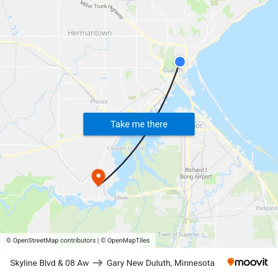 Skyline Blvd & 08 Aw to Gary New Duluth, Minnesota map