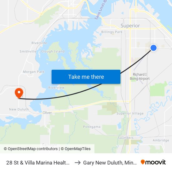 28 St & Villa Marina Health Centre to Gary New Duluth, Minnesota map