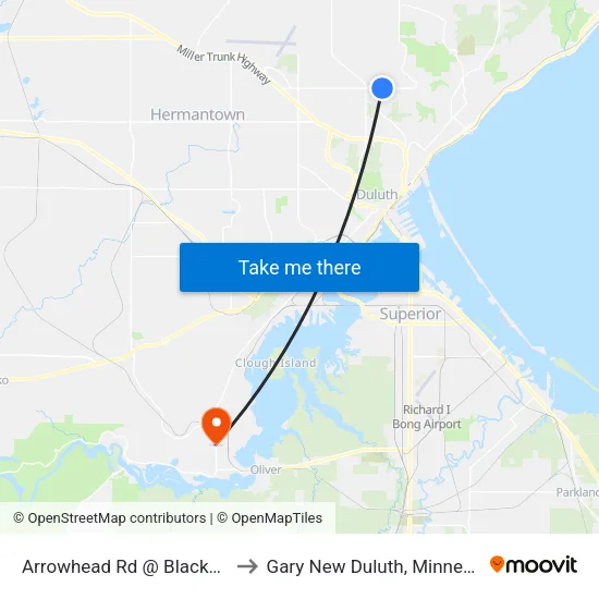 Arrowhead Rd @ Blackman to Gary New Duluth, Minnesota map