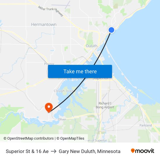 Superior St & 16 Ae to Gary New Duluth, Minnesota map