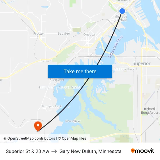 Superior St & 23 Aw to Gary New Duluth, Minnesota map