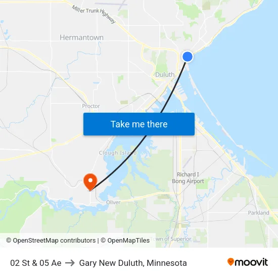 02 St & 05 Ae to Gary New Duluth, Minnesota map