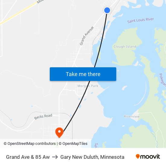 Grand Ave & 85 Aw to Gary New Duluth, Minnesota map