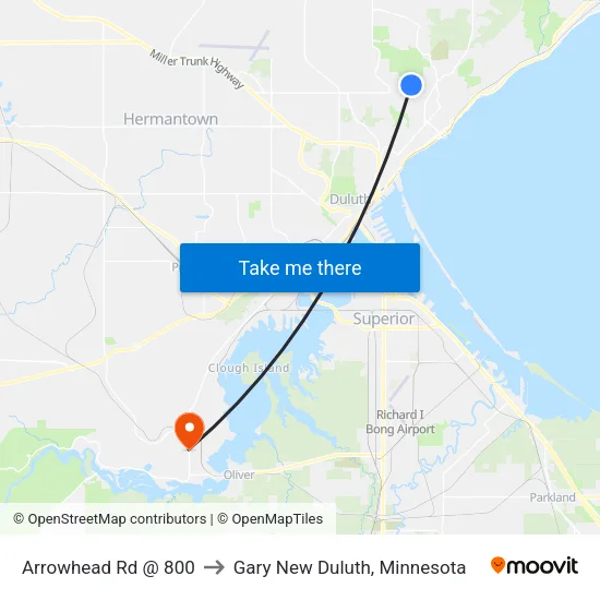 Arrowhead Rd @ 800 to Gary New Duluth, Minnesota map