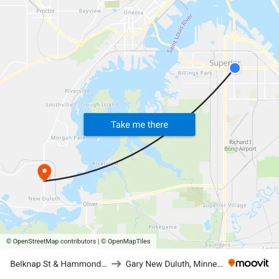 Belknap St & Hammond Ave to Gary New Duluth, Minnesota map