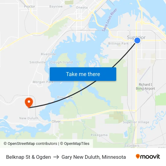 Belknap St & Ogden to Gary New Duluth, Minnesota map