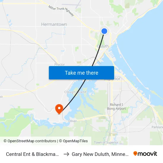 Central Ent & Blackman Av to Gary New Duluth, Minnesota map