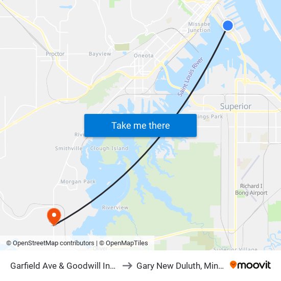 Garfield Ave & Goodwill Industries to Gary New Duluth, Minnesota map