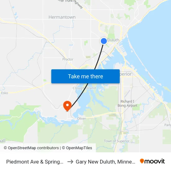 Piedmont Ave & Springvale to Gary New Duluth, Minnesota map